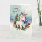 Hübsche Einhornweihnachtszeit Feiertagskarte (Vorderseite)