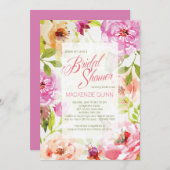 Hübsche Einladung von Aquarellblumen (Vorne/Hinten)