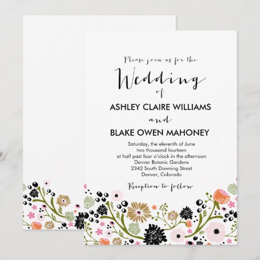 Hübsche Einladung von Bouquet-Flora (Vorne/Hinten)