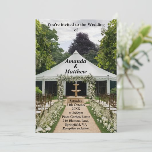 Hübsche Einladung zu einer Hochzeit im Freien (Stehend Vorderseite)