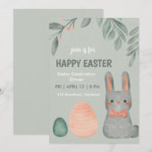 Hübsche Einladung zum Osterhasen-Feier-Abendessen (Vorne/Hinten)
