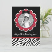 Hübsche Einladung zur Geburtstagsparty in Schwarz  (Stehend Vorderseite)