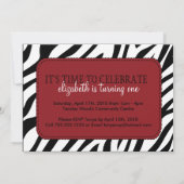 Hübsche Einladung zur Geburtstagsparty in Schwarz  (Rückseite)