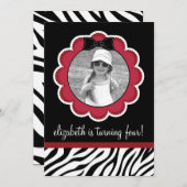 Hübsche Einladung zur Geburtstagsparty in Schwarz  (Vorne/Hinten)