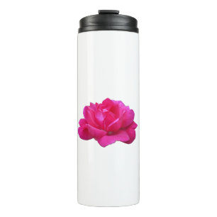 hübsche einzelne rosa Rosenblüte Thermosbecher