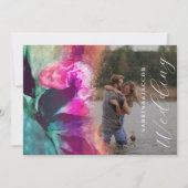 Hübsche Einzigartige Foto-Hochzeit in Rosa Rosa Einladung (Vorderseite)
