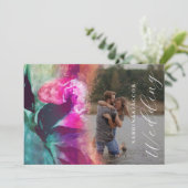 Hübsche Einzigartige Foto-Hochzeit in Rosa Rosa Einladung (Stehend Vorderseite)