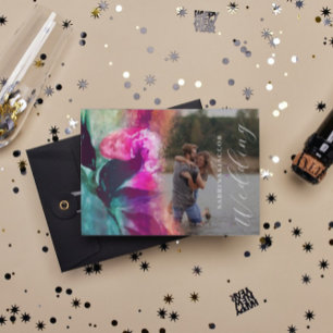 Hübsche Einzigartige Foto-Hochzeit in Rosa Rosa Einladung