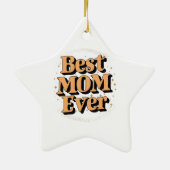 Hübsche einzigartige Typografie Beste Mama je Keramik Ornament (Hinten)
