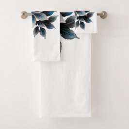 hübsche Eisblumen und Blätter Badhandtuch Set