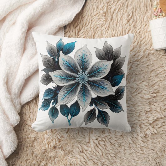 hübsche Eisblumen und Blätter Kissen (Decke)