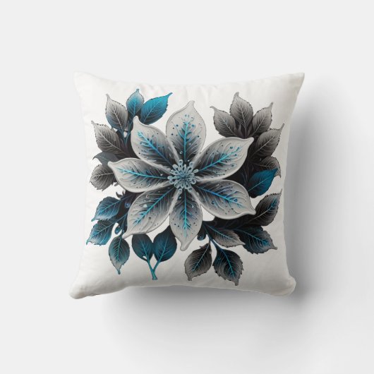 hübsche Eisblumen und Blätter Kissen (Rückseite)