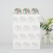 Hübsche Elefant-korallenrotes Pfirsich-Minzen-Grün Briefpapier (Stehend Vorderseite)