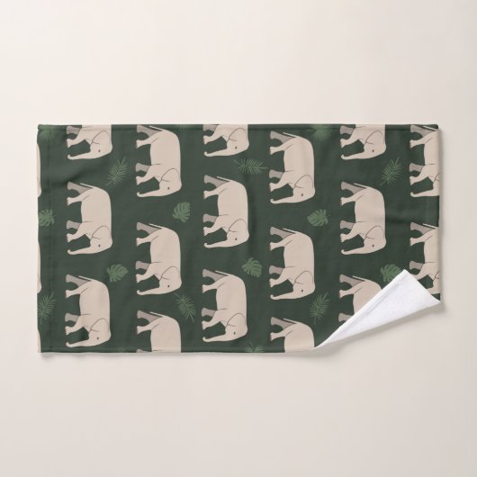 Hübsche Elefanten auf schwarzem Hintergrund Badhandtuch Set (Handtuch)