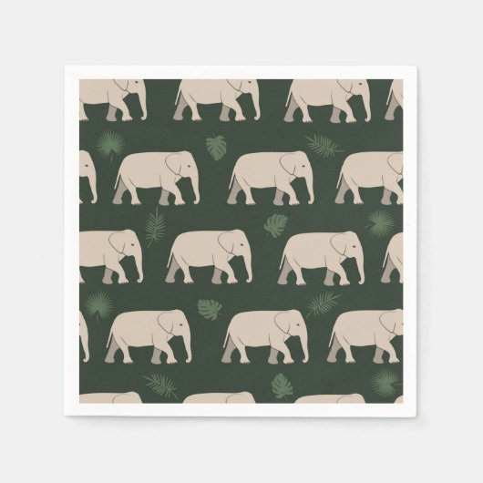 Hübsche Elefanten auf schwarzem Hintergrund Serviette (Vorderseite)