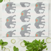 Hübsche Elefanten Korallenpfirsiche Grünstreifen Küchentuch (Gefaltet)