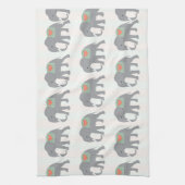 Hübsche Elefanten Korallenpfirsiche Grünstreifen Küchentuch (Vertikal)