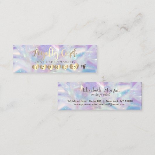 Hübsche Elegant Beruflich Hearts Holographic Treuekarte (Vorne/Hinten)