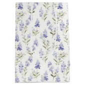 Hübsche Elegant Lilac Blume Blau und Weiß Mittlere Geschenktüte (Rückseite)