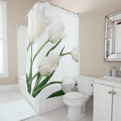 Hübsche Elegant White Dutch Tulips Blume Duschvorhang (Beispiel)