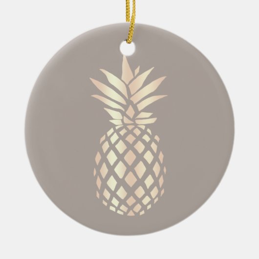 Hübsche, elegante Ananas- und Graugold-Rose Keramik Ornament (Vorne)