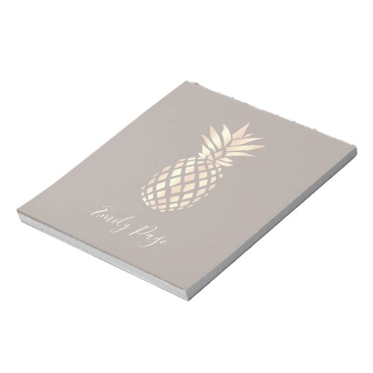 Hübsche, elegante Ananas- und Graugold-Rose Notizblock (Rotiert)