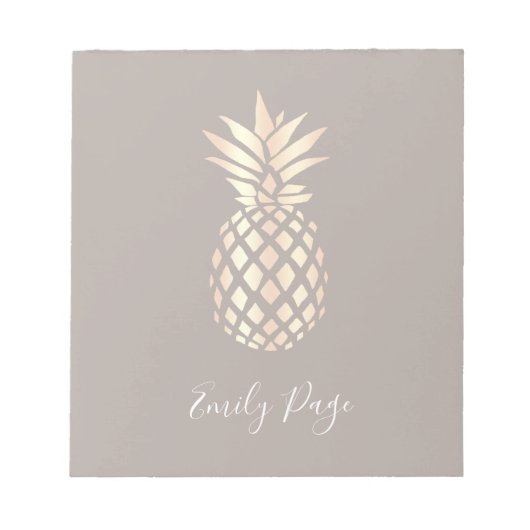 Hübsche, elegante Ananas- und Graugold-Rose Notizblock (Vorderseite)
