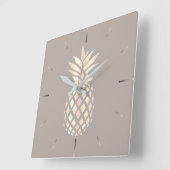 Hübsche, elegante Ananas- und Graugold-Rose Quadratische Wanduhr (Winkel)