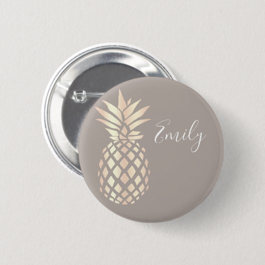 Hübsche elegante kupferne Rosengoldananas u. -GRAU Button (Vorne & Hinten)