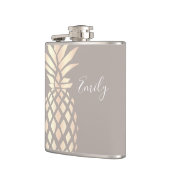 Hübsche elegante kupferne Rosengoldananas u. -GRAU Flachmann (Links)