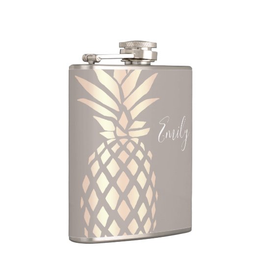 Hübsche elegante kupferne Rosengoldananas u. -GRAU Flachmann (Rechts)