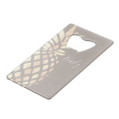 Hübsche elegante kupferne Rosengoldananas u. -GRAU Geldbeutel Flaschenöffner (Rückseite Schrägansicht)