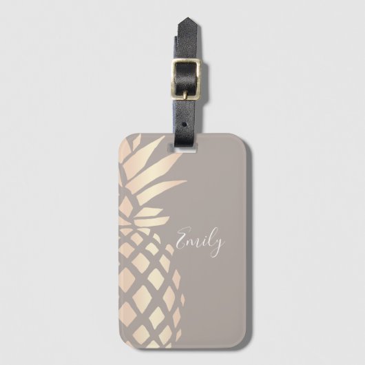 Hübsche elegante kupferne Rosengoldananas u. -GRAU Gepäckanhänger (Vorderseite Vertikal)