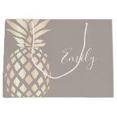 Hübsche elegante kupferne Rosengoldananas u. -GRAU Große Geschenktüte (Vorderseite)