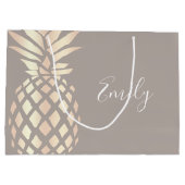 Hübsche elegante kupferne Rosengoldananas u. -GRAU Große Geschenktüte (Rückseite)