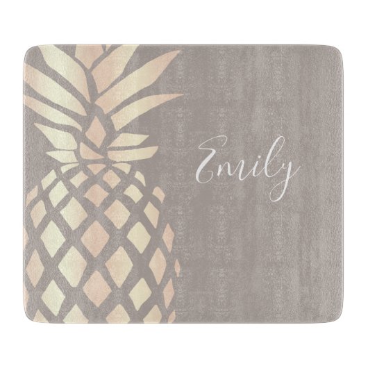 Hübsche elegante kupferne Rosengoldananas u. -GRAU Schneidebrett (Vorderseite)