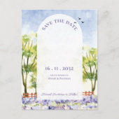 Hübsche Elegante Lavendel Fields Landschaft Hochze Ankündigungspostkarte (Vorderseite)