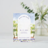 Hübsche Elegante Lavendel Fields Landschaft Hochze Ankündigungspostkarte (Stehend Vorderseite)