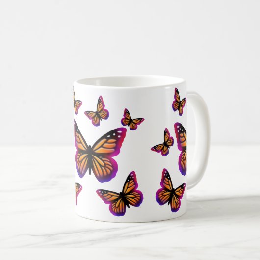 Hübsche, elegante Schmetterlinge Kaffeetasse (VorderseiteRechts)