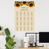 Hübsche elegante Sonnenblumen Hochzeitsstichtabell Poster (Heimbüro)