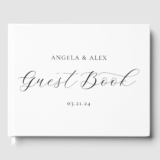 Hübsche elegante Swash-Script-Hochzeit Gästebuch (Vorderseite)