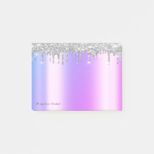 Hübsche Elegante Violette Silber Glitter Tropfen Post-it Klebezettel