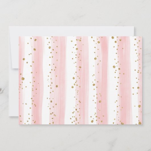 Hübsche Elephant Blush Pink Gold Floral Baby Dusch Einladung (Rückseite)