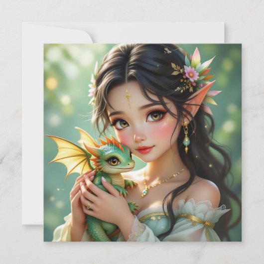 Hübsche elfenhafte Fee & Drache Ätherisch Karte (Vorderseite)
