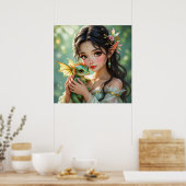 Hübsche elfenhafte Fee & Drache  Poster (Küche)