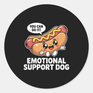 Hübsche emotionale Unterstützung Hot Dogs Puff Mot Runder Aufkleber