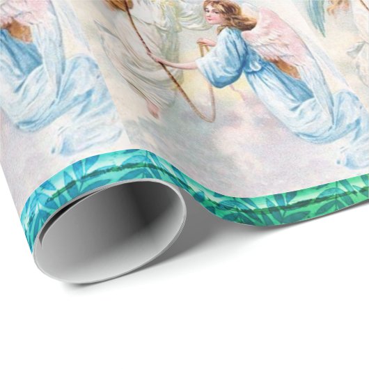 Hübsche Engel mit Bell Wrapping Paper Geschenkpapier (Rolleneckpunkt)