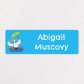 Hübsche Ente mit Regenschirm personalisierter Cart Etiketten (Design 2)