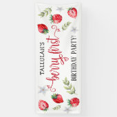 Hübsche Erdbeere "Berry First" 1. Geburtstag Banner (Vertikal)