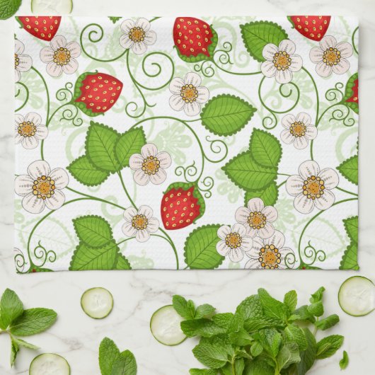 Hübsche Erdbeeren Küchentücher (Gefaltet)